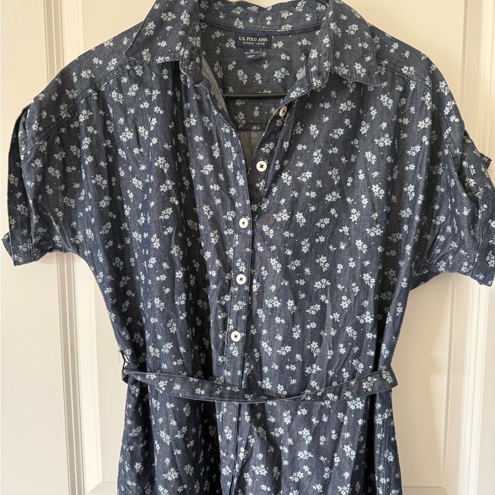 100% cotton U.S. Polo Assn. Navy Blue Floral Dress - Picture 3 of 3